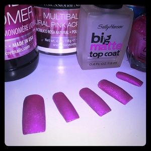 Reusable Long Matte Pink Acrylic Press On Nails